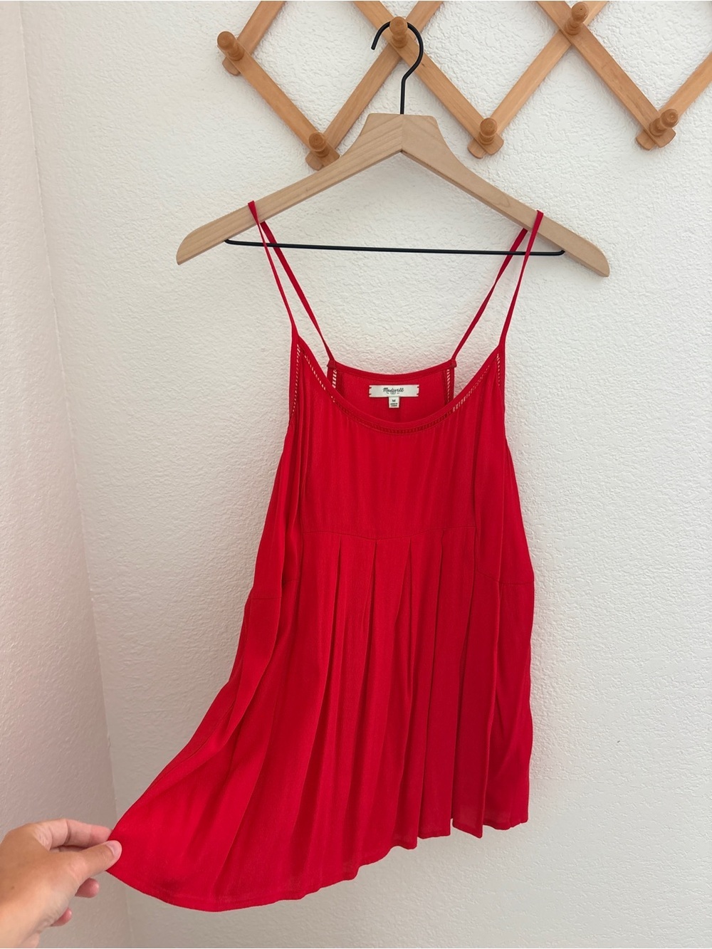 Madewell Viscose Red Spaghetti Strap Tank Top